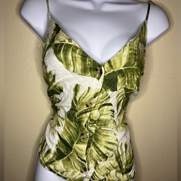 Linen leafy tank top - Picture 2 of 5